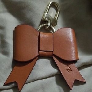 Brown Leather Bow Keychain